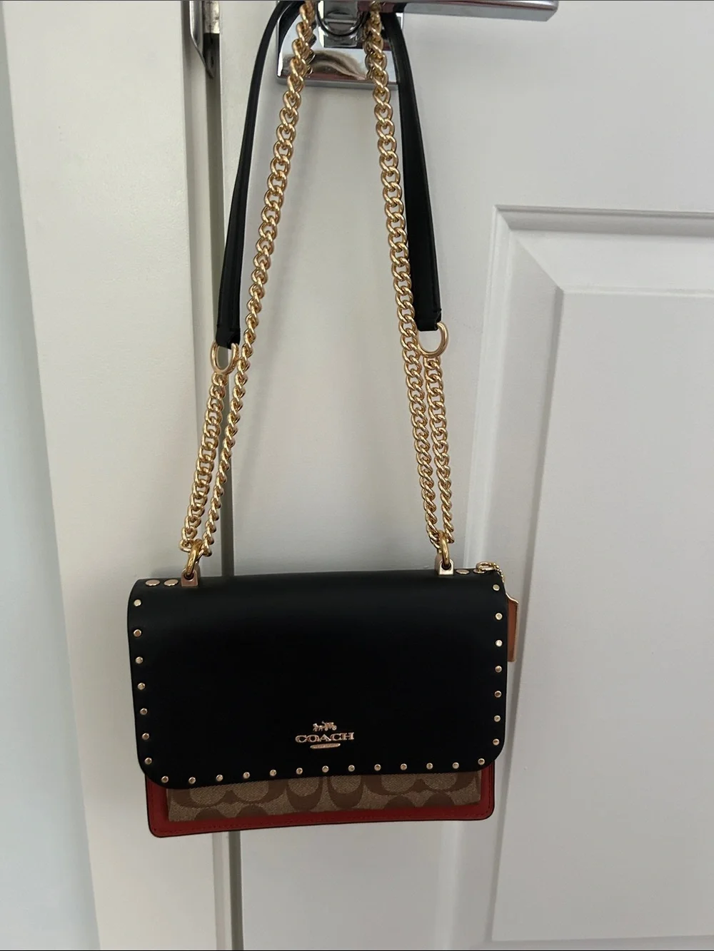 NWOT Coach Klare Black, Brown & light brown Signature Chain Crossbody - Picture 8 of 16